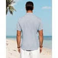 thumbnail image 4 of Camisa J.VER de lino de manga corta para hombre, casual, azul claro, 5XL, 4 of 5