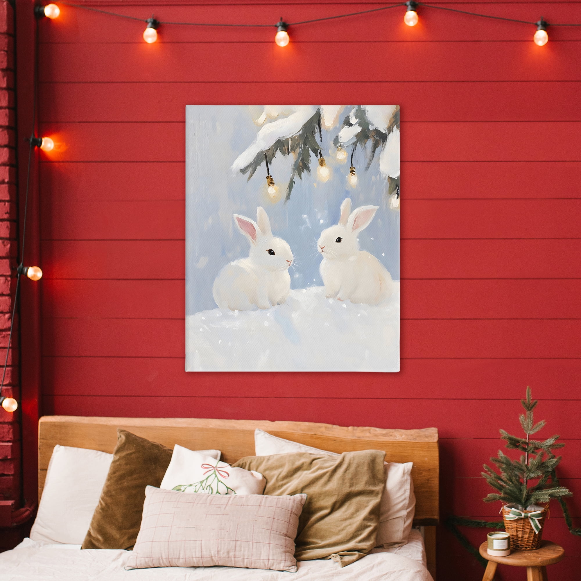 Stupell Industries Winter Bunnies Under Twinkling Lights Canvas Wall Art, design by The Prints Vibe