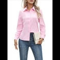 thumbnail image 1 of Camisas de Botones Súper Suaves y Antiarrugas para Mujer, de Larga, Lisas, A Rayas, para Vestir Formalmente en el Trabajo. Rosa 4XL, 1 of 9