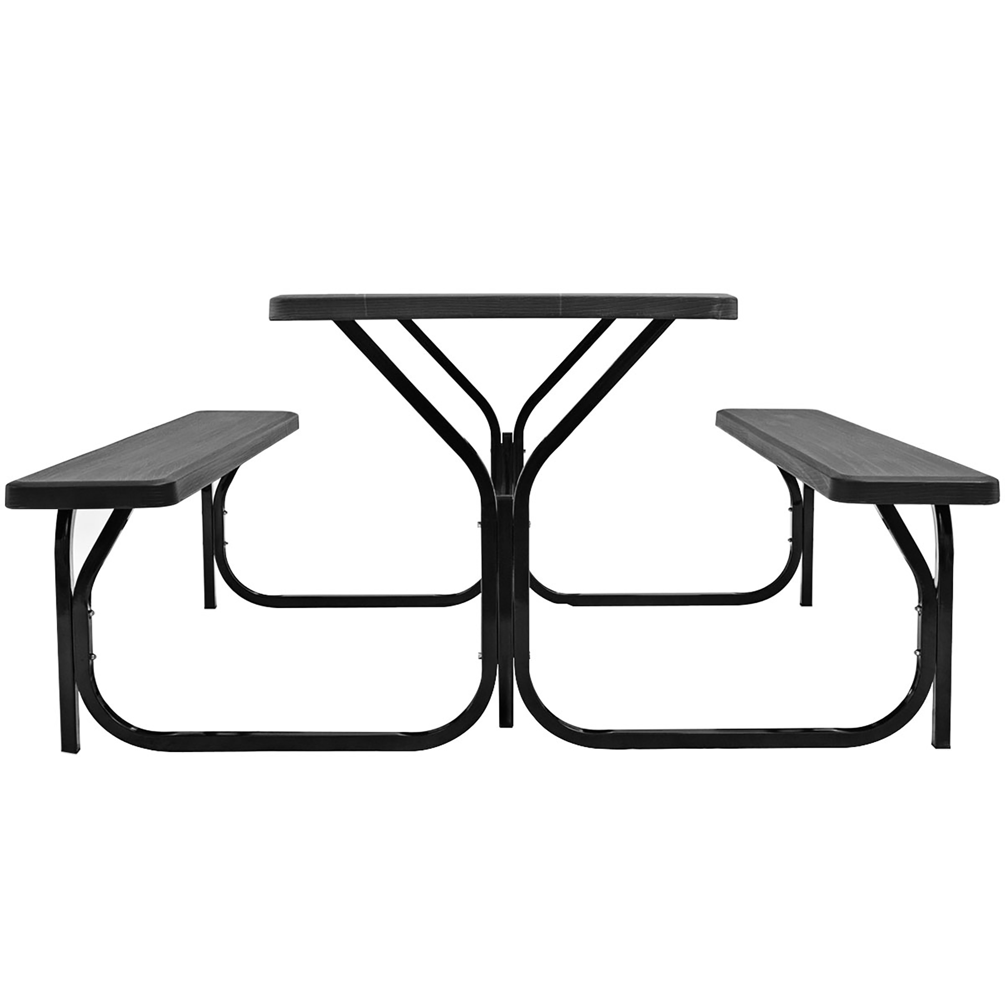 Costway Picnic Table Bench Set Outdoor Backyard Iron Patio Garden Party Dining All Weather Black - image 4 of 8