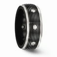 thumbnail image 5 of Edward Mirell Titanium & Black Titanium With White Sapphires Grooved Ring Size: 8; for Adults and Teens; for Women and Men, 5 of 7