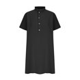thumbnail image 4 of Robe d'Été pour Femmes 2024 Mode Grande Taille Décontractée Ample en Coton Uni Col en V Manches Courtes Robe d'Été 50 % de Réduction!, 4 of 6