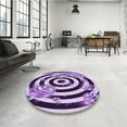 thumbnail image 4 of Ahgly Tapis Rond Lavable en Machine Intérieur Transitionnel Iris Violet, 5 Pieds Rond, 4 of 7