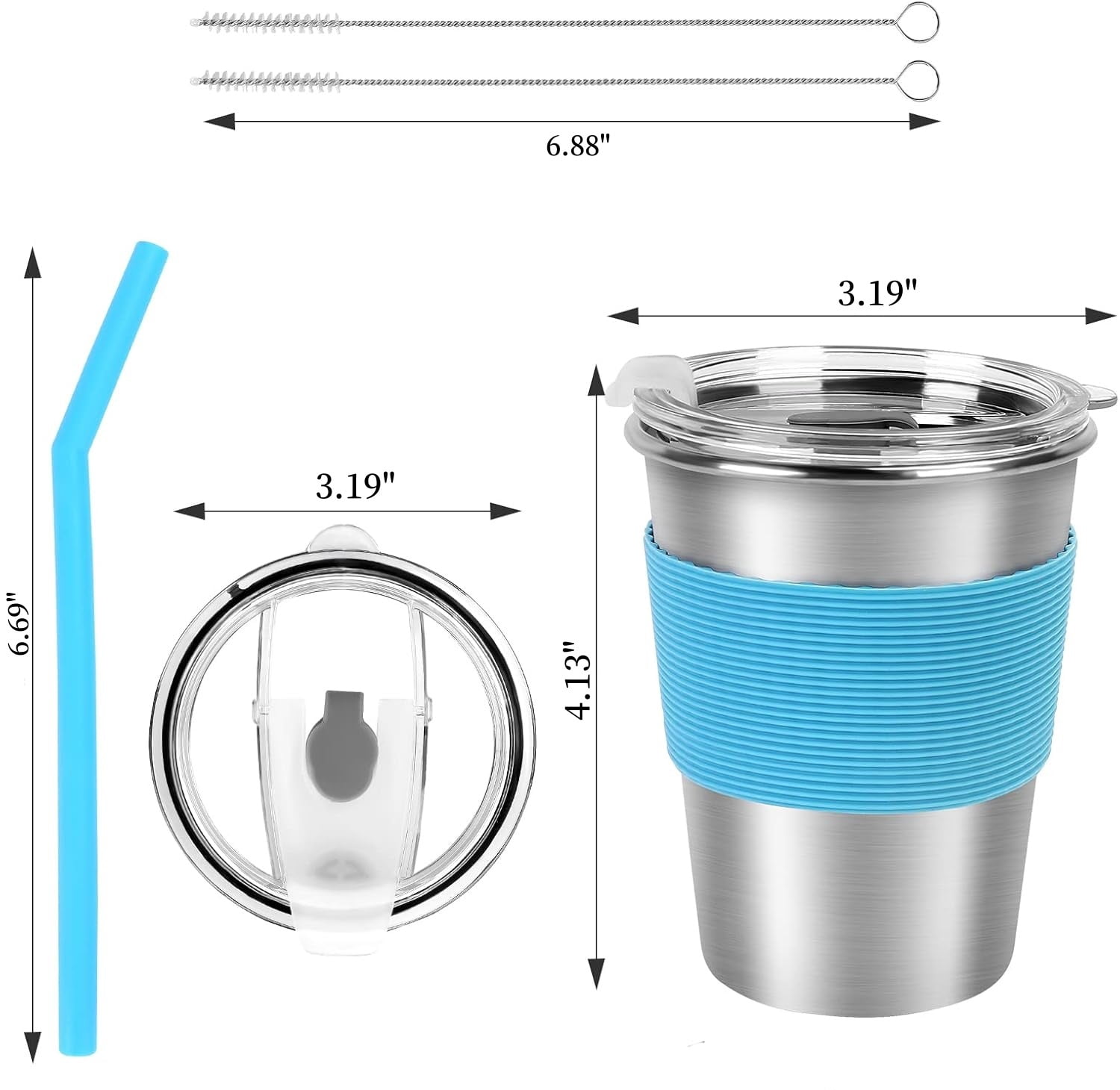 LQQBOX Toddler Cups with Straws, Stainless Steel Children Smoothie Drinking Sippy Cups, Stacking & Reusable Kids Cups with Straws and Lids, 5 Pack, 12oz