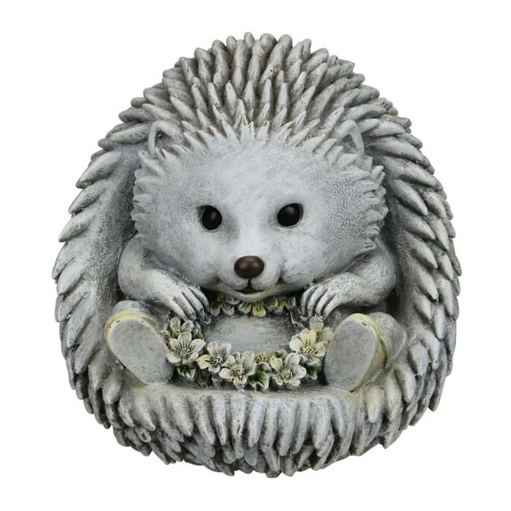 Roman 7.5" Gray and White Outdoor Hedgehog in Rain Boots Garden Statue