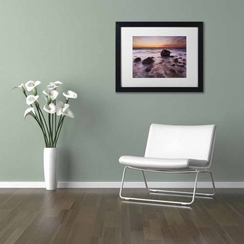 Trademark Fine Art 'Silky Water Rocks' Canvas Art by Michael Blanchette Photography, White Matte, Black Frame