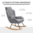 thumbnail image 5 of HOMCOM Modern Rocking Chair with Removable Lumbar Pillow Fabric Sofa Armchair with Thick Padding, Metal Frame, Wood Base for Living Room, Light Grey, 5 of 9