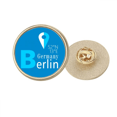 thumbnail image 1 of Berlin Geography Coordinates Trave Round Metal Golden Pin Brooch Clip, 1 of 3