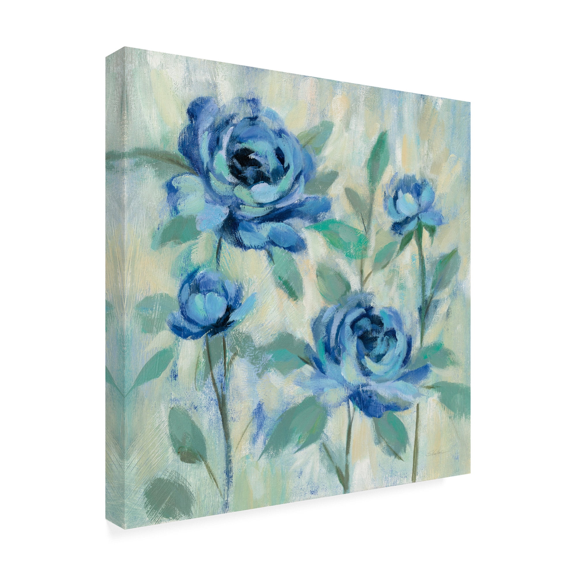 Trademark Fine Art 'Brushy Blue Flowers I' Canvas Art by Silvia Vassileva