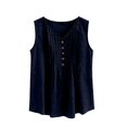 thumbnail image 5 of Women's Loose Fit Tank Tops Summer Casual Sleeveless Buttons Up Tunics Flowy Pleated Blouses by Yigetop Navy 2XL, 5 of 8