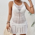 thumbnail image 2 of HBYJLZYG Beach Cover Ups For Women, Bathing Suit Knitted Hollow Out Coverups Bikini Swimsuit Beach Loose Sleeveless Dress, 2 of 7
