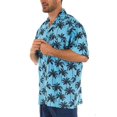 thumbnail image 2 of UZZI Mens Hawaiian Casual Button Down Short Sleeve Beach Surf Aloha Party Shirt, Blue Palm, Size: Large, Uzzi Active Wear, 2 of 2