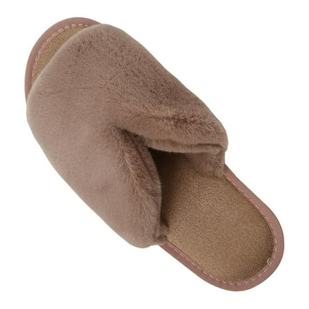 

Womens Fuzzy Fluffy Slippers Open Toe Light Cozy Slip on House Slippers Indoor Outdoor Slippers