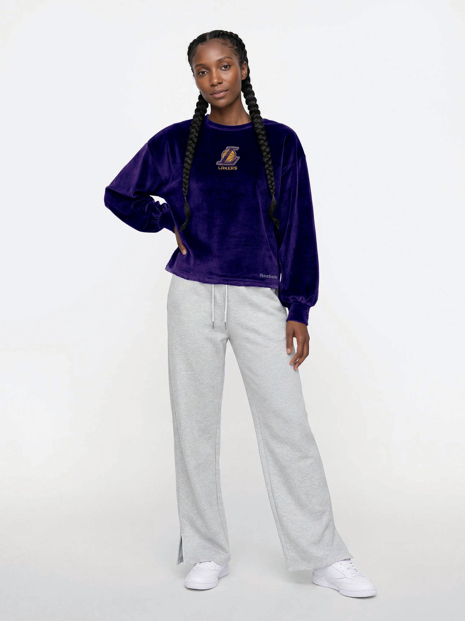 Los Angeles Lakers Reebok Womens Crew Neck Pullover with Balloon Sleeves