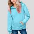 thumbnail image 2 of Yindaity Girls Casual Long Sleeve Hoodies Cute Oversized Fleece Pocket Sweatshirt Tops(Light Blue,11-12 Years), 2 of 7
