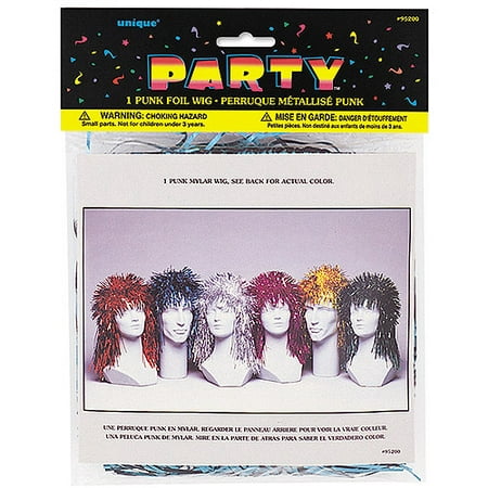 Punk Rock Foil Tinsel Wig, Assorted Color
