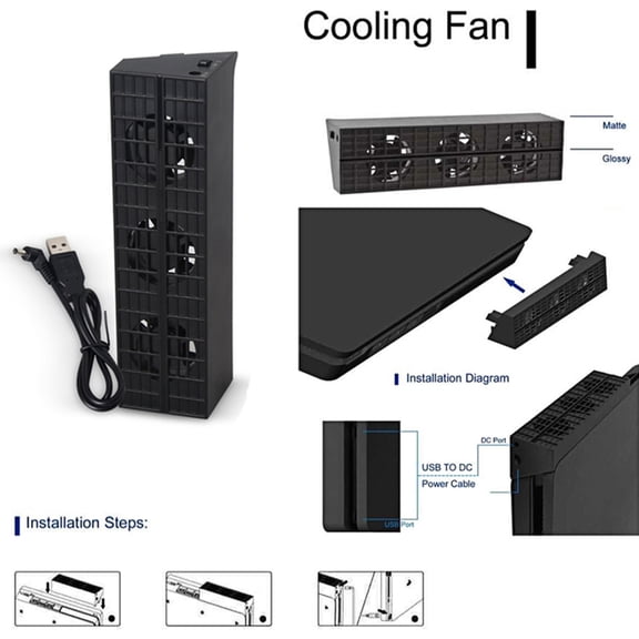 Cooling Fan for Slim, USB External 3 Fan Temperature Control Cooling Gaming Console
