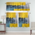 thumbnail image 5 of Yellow Blue Color Block Curtain Valances Set Modern Style Oil Painting Kitchen Curtains 36&nbsp;inch Length Rod Pocket Valance and Tiers 3 Piece Set Small Bedroom Bathroom Laundry Decor, 5 of 9