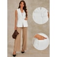 thumbnail image 2 of DARING DIVA Women's Button Up Belted V Neck Sleeveless Waistcoat XS White, 2 of 6