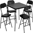5 Piece Black Folding Game Room Card Table and Chair Set