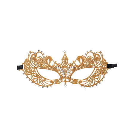 Women's Classic Goddess Venetian Masquerade Lace Eye Mask, Gold