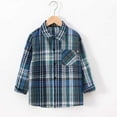 thumbnail image 2 of XUELUO Boys Shirts & Tops Kids Autumn Winter Plaid Print Lapel Button Down Long Sleeve Pockets Tops Coat Jacket Tshirts Activewear,Blue,5-6 Years, 2 of 6