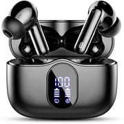 Wireless Earbuds, Bluetooth 5.4 Headphones Bass Stereo, Ear Buds with Noise Cancelling Mic, LED Display in Ear Earphones Clear Calls, IP7 Waterproof Bluetooth Earbuds for Phones/Sports/Laptop, Black