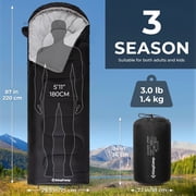 KingCamp Sleeping Bag for Adults - Warm & Cool Weather Compact Sleeping Bags, Camping, Backpacking, Traveling, Hiking Must Haves (Black) 3.09 lbs