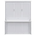 thumbnail image 6 of Queen Size Murphy Bed, Modern Design Horizontal Foldable Bed with Shelf Storage, Space Saving Furniture Hidden Bed for Living Room, Guests Room, Bedroom, White, 6 of 9