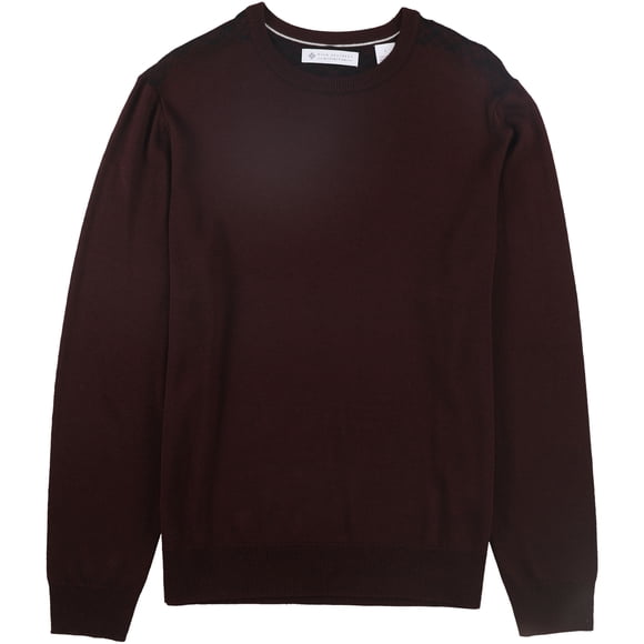 Ryan Seacrest Hombres Plaid Crew Pullover Suéter, Rojo, Grande