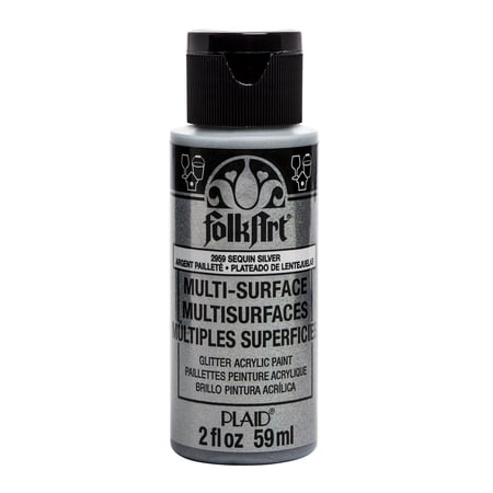 FolkArt Multi-Surface Acrylic Craft Paint, Satin Finish, Sequin Silver, 2 fl oz