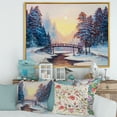 thumbnail image 2 of Designart 'Snow Covered Landscape and Little Bridge' Traditional Framed Canvas Wall Art Print, 2 of 5