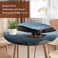 thumbnail image 3 of Eagle Round Tablecloth 45-54 Inch Round Fitted Table Cloth with Elastic Edge, Forest Mountains Range Sky Animal Natural Landscape Waterproof Table Cover Protector for Outdoor Picnic Party Dining, 3 of 6