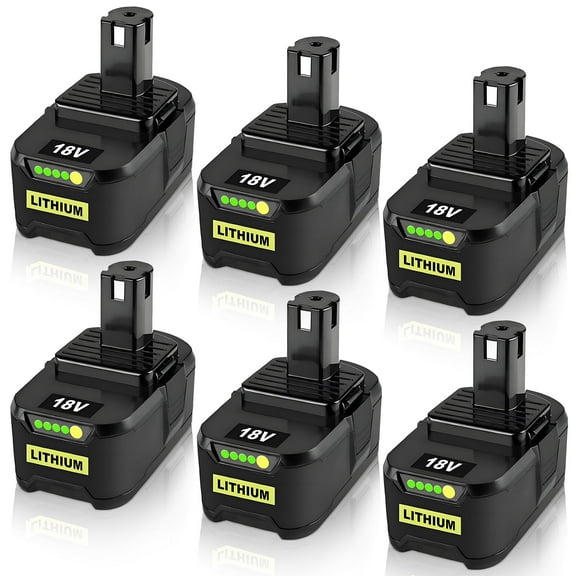 6 Pack 8.0Ah Compatible with Ryobi Battery 18V Replacement for Ryobi 18V Battery Fits for Ryobi Battery High-Capacity P102 P103 P104 P105 P107 P108 P109 P190 P122