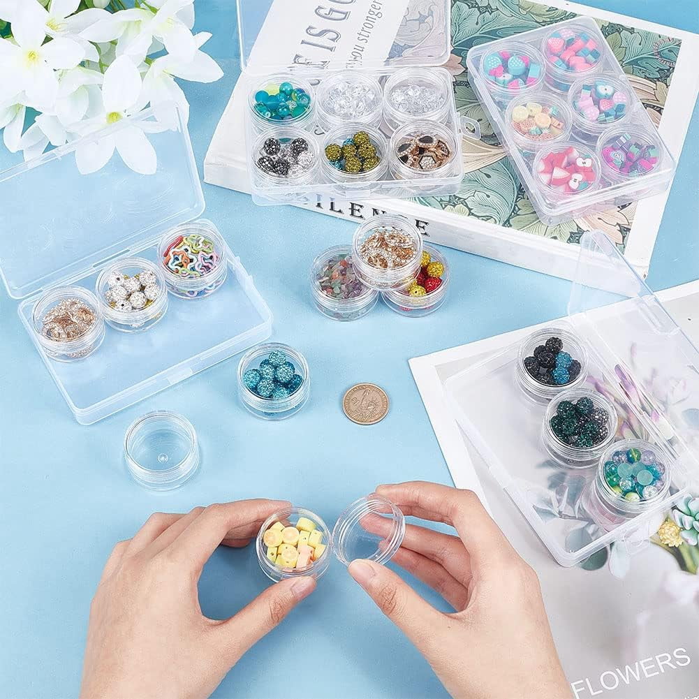 Polypropylene(PP) Beads Organizer Storage Case 6Pcs Polystyrene Removable Individual Box Clear 4x2.2cm 6pcs/set 4 sets/bag