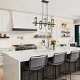 thumbnail image 3 of Tinka 32 Inches Modern Farmhouse Linear Black Chandelier 5-Light Geometric Kithen Island Pendant Lights Brass, 3 of 5