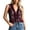 Red, variant on Womens Boho Floral Blouse Sleeveless Zip Up V-Neck Top Vintage Clubwear Date Night Party Holiday Fashion Tee