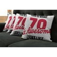 thumbnail image 5 of Ambesonne Saying Throw Pillow Cover 4 Pack, 70 Years Lettering Party, 20", Dark Coral White, 5 of 5