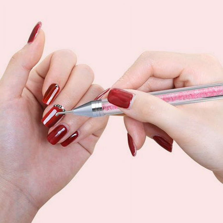 Red Dual-ended Nail Art Rhinestone Picker Pen With Wax Tip