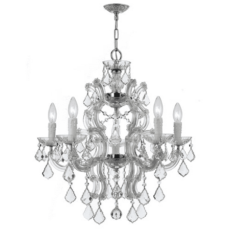 Polished Chrome Icon - Chandeliers 6 Light With Polished Chrome Clear Hand Cut Clear Crystal Wrought Iron 23 inch 360 Watts - World of Lighting
