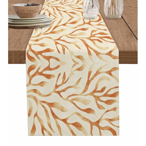 Hokiten Table Runners 72 Inches Long Dress Scarves, Orange Beige Coral Farmhouse Kitchen/Dining Table Runner, Coffee Tablerunners, Modern Abstract Coastal Beach 13x72 Inch
