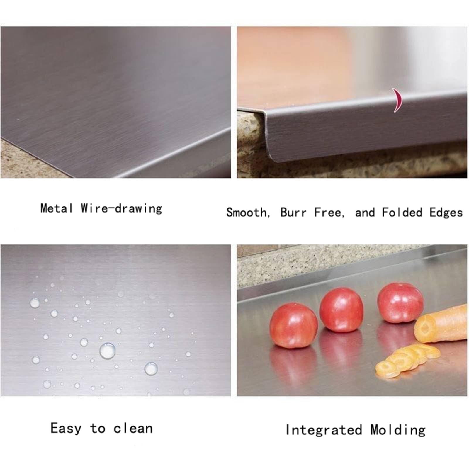 FURNIX Food-Safe Stainless Steel Cutting Board,Heavy-Duty Kitchen Chopping Board,Large Prep Board,Knife-Friendly Cutting Surface,Low-Maintenance Kitchen Tool,Dishwasher-Safe Cutting Board