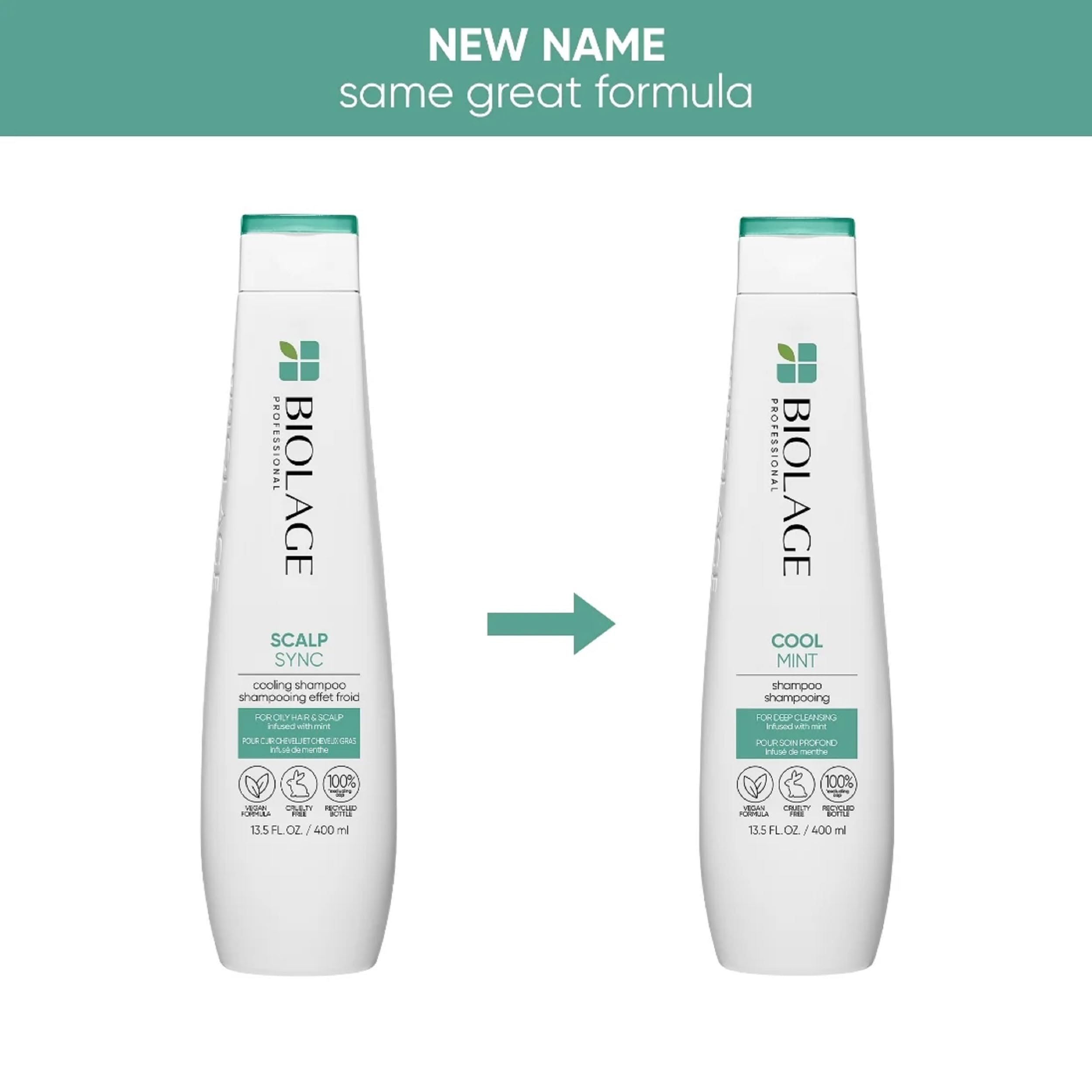 Biolage Cooling Mint Shampoo | Cleanses Excess Oil | For Oily Hair | Cool Sensation | Cruelty Free | Vegan | Salon Shampoo | 13.5 Fl. Oz