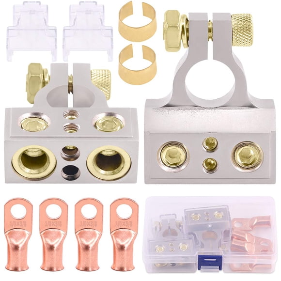 Glarks 8Pcs Car Battery Terminals Connectors 0/4/8/10 Gauge Battery Terminals with Heavy Duty Wire Ring Terminal Connectors for Car, Vehicle, RV and
