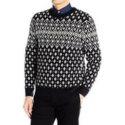 Nautica Black White Fair Isle Crew-Neck Sweater M