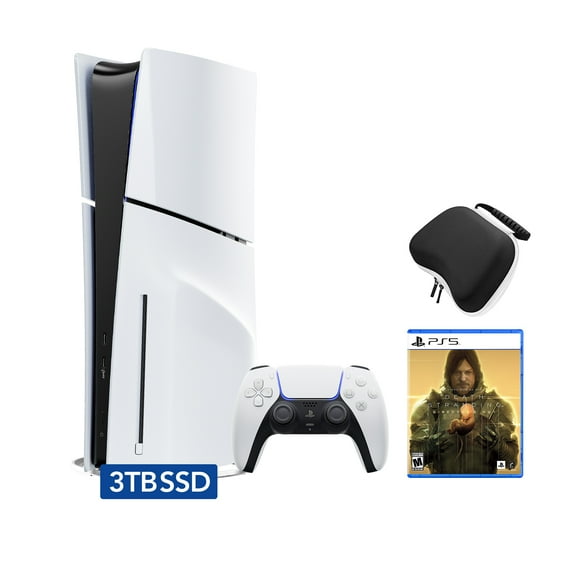 PlayStation 5 Slim Disc 3TB SSD Edition Bundle with Death Stranding Director’s Cut and Controller Case - PS5, White