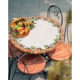 thumbnail image 4 of Fall Thanksgiving Pumpkin Kitchen Cover, Orange Buffalo Plaid Fitted Tablecloth for Round Tables, Waterproof with Elastic Edge, Autumn Maple Leaves White Circle Table Covers 55-60in, 4 of 6