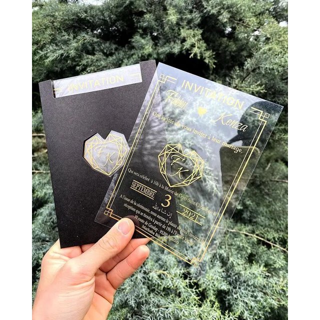 Tarjeta de invitación de cumpleaños personalizada, tarjeta de invitación hecha a mano, fiesta de boda, fiesta de Navidad, temporada de bodas, parte acrílica, 100, piezas