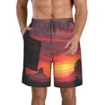 thumbnail image 1 of Balery Sunset Western Desert Cowboy Traje de Baño Estilo Hawaiano para Hombre, Shorts de Secado Rápido con Bolsillos-Small, 1 of 6