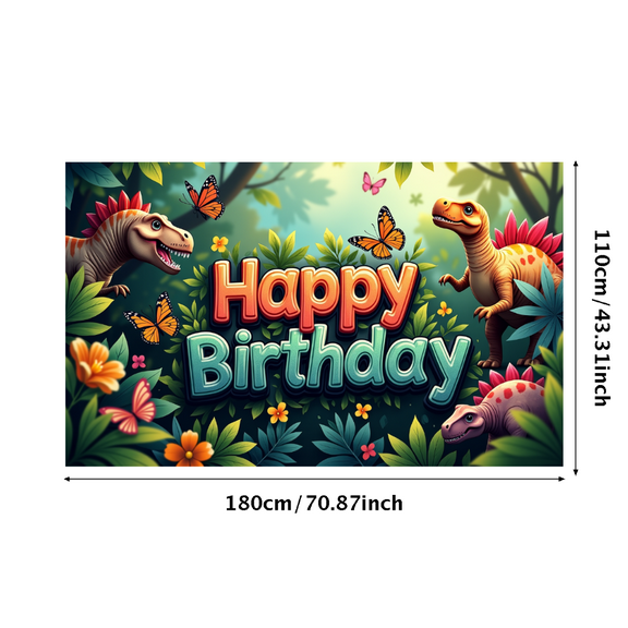 LUUFILx Dinosaur Happy Birthday Banner Backdrop for Party Supplies Decorations Kids Background Photo Booth Props Celebration Event Jungle Theme Party Decor
